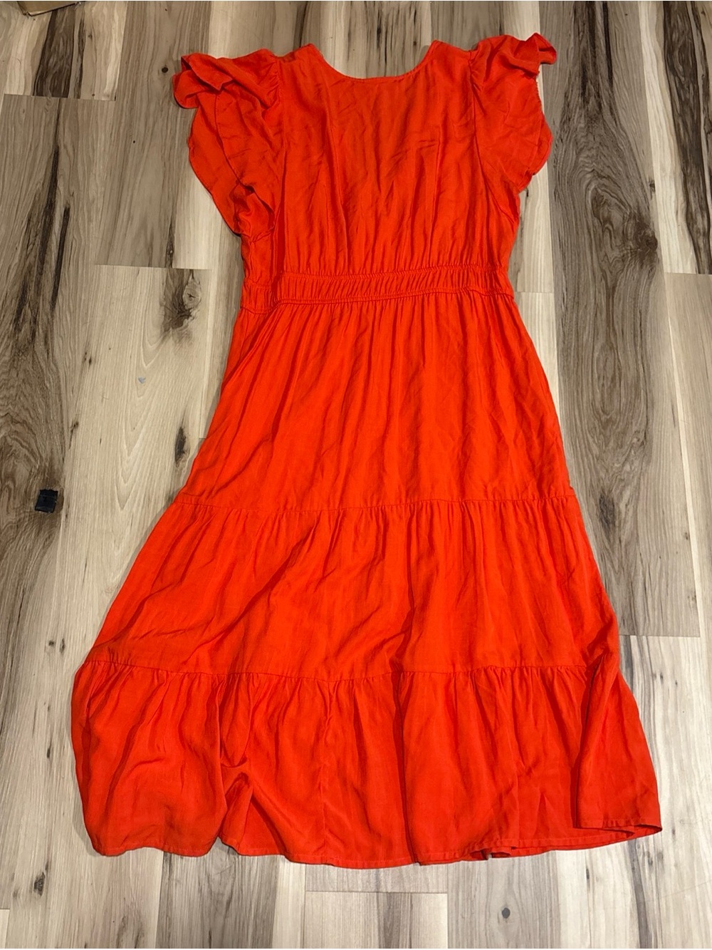 Knox Rose Size XL Orange Maxi Dress Flutter Sleeve With Pockets - Picture 6 of 7